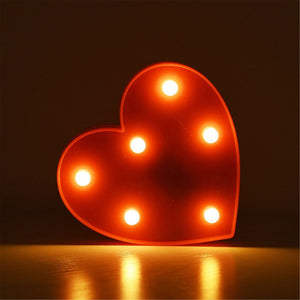 LED Light Up Alphabet Letter & Number Sign - Warm White, Battery Operated letter RED HEART