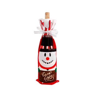 Warm Wishes Snowman Reindeer Santa Claus Christmas Wine Bottle Cover - Online Party Supplies