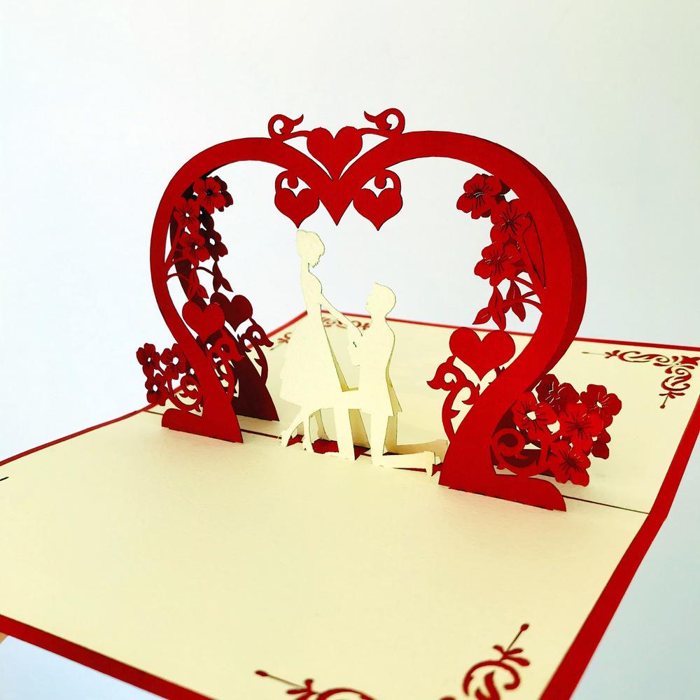 Wedding proposal 3D greeting card – pop-out romantic love card