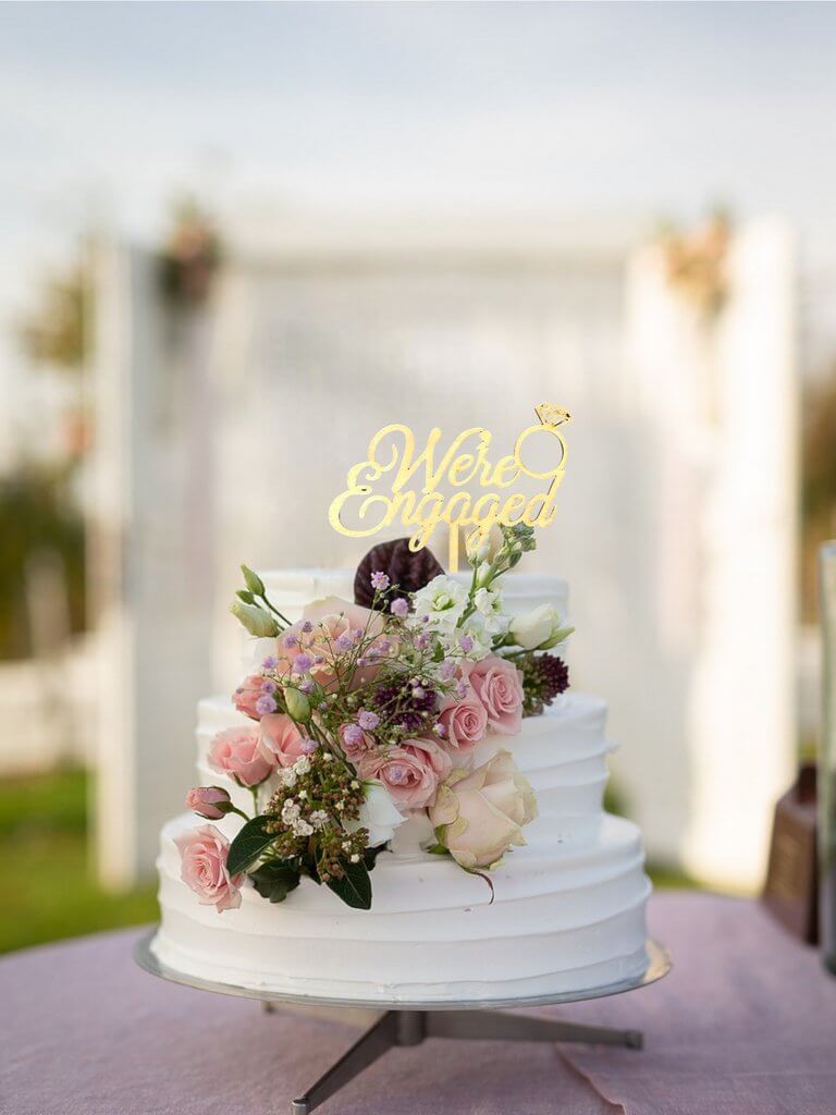 Wedding Cake Topper | Modern Engagement Cake Topper