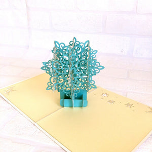 Handmade White & Blue Christmas Snowflake Pop Up Greeting Card - Pop Up Christmas Cards