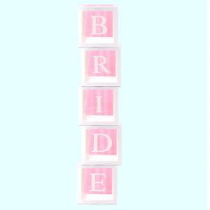 Transparent BRIDE Balloon Cube Boxes - White