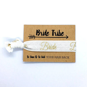 White Wedding Bridal Shower Bride Hair Tie Wristband - Online Party Supplies