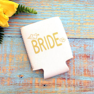 Online Party Supplies White Bride Gold Glitter Bridal Wedding Stubby Holder