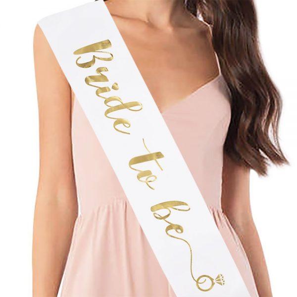 White Gold Foil Bride To Be Hen Party Sash bridal outfit accessory