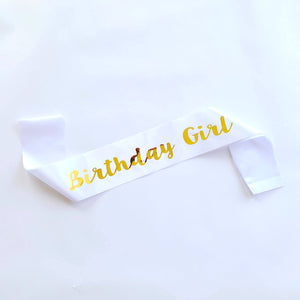 White 'Birthday Girl' Party Sash