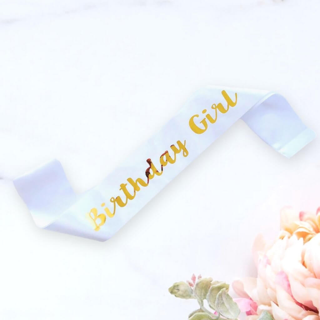 White 'Birthday Girl' Party Sash