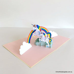 Online party supplies Handmade Rainbow Unicorn Mum and Baby Pop Up Greeting Birthday Card