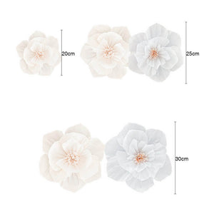 White Crepe Paper Peony Flower Head Arrangement for Wall Decorations - Wedding Backdrop, Wall Centrepiece Home Decor & Party Decorations