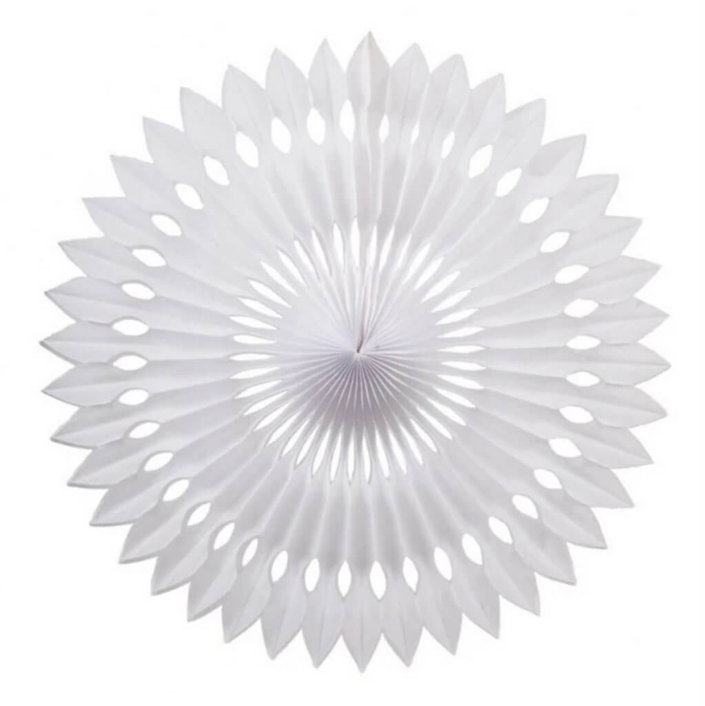 White Tissue Paper Decorative Party Fan - 5 Sizes