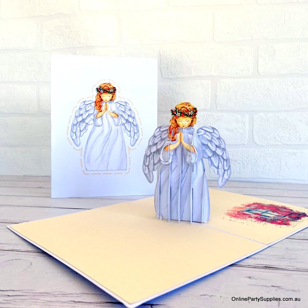 Online Party Supplies Australia Handmade Praying Guardian Angel Pop Up Christmas Card