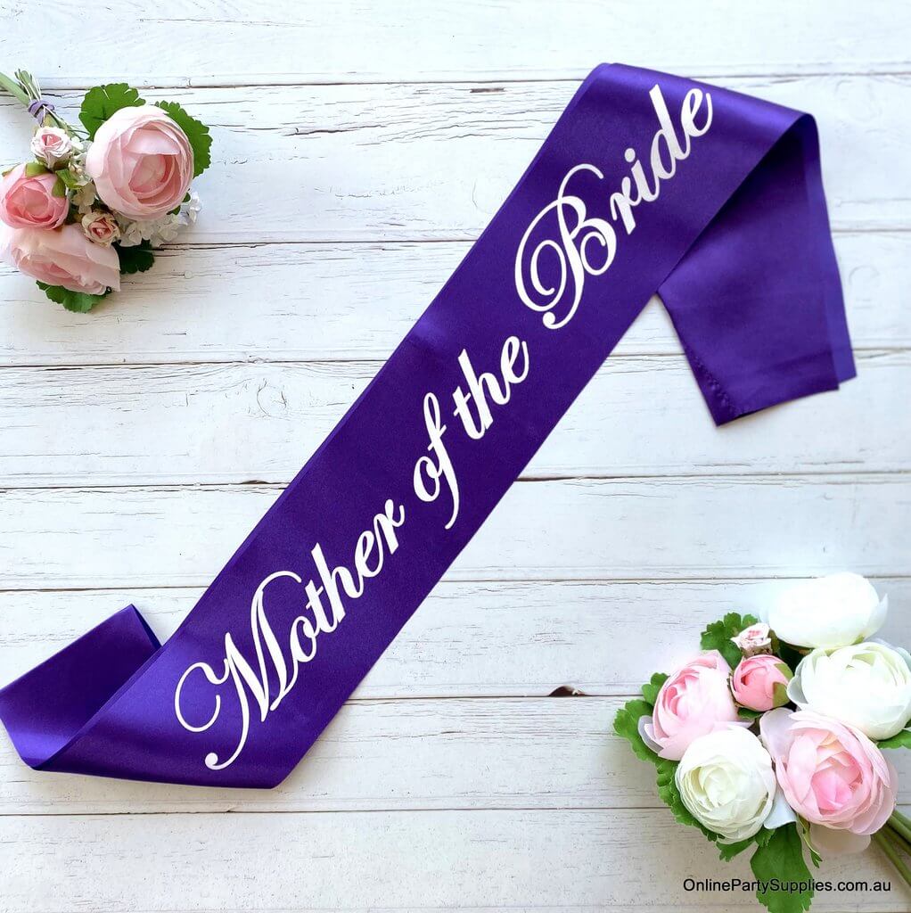 Purple Bridal Party Sashes with White Writing