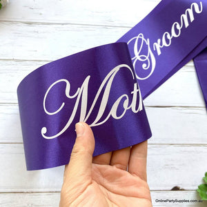 Purple Bridal Party Sashes with White Writing