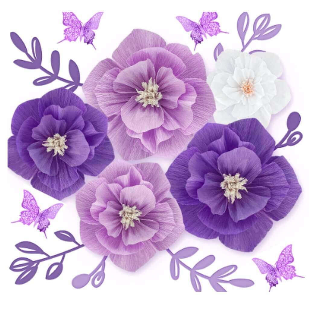 Purple Crepe Paper Peony Flower - 3 Sizes