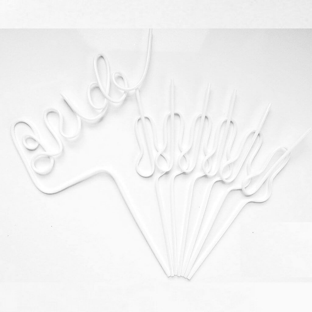 Naugty Hen Party White Swirly Penis & Bride Straws 7 Pack