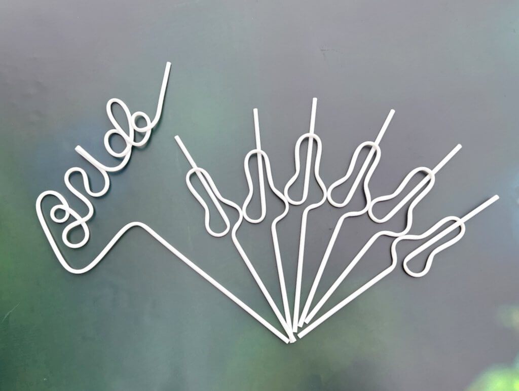 Naugty Hen Party White Swirly Penis & Bride Straws 7 Pack