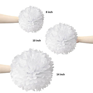 White Tissue Paper Pom Poms Pompoms Balls Flowers Party Hanging Decorations Sizes