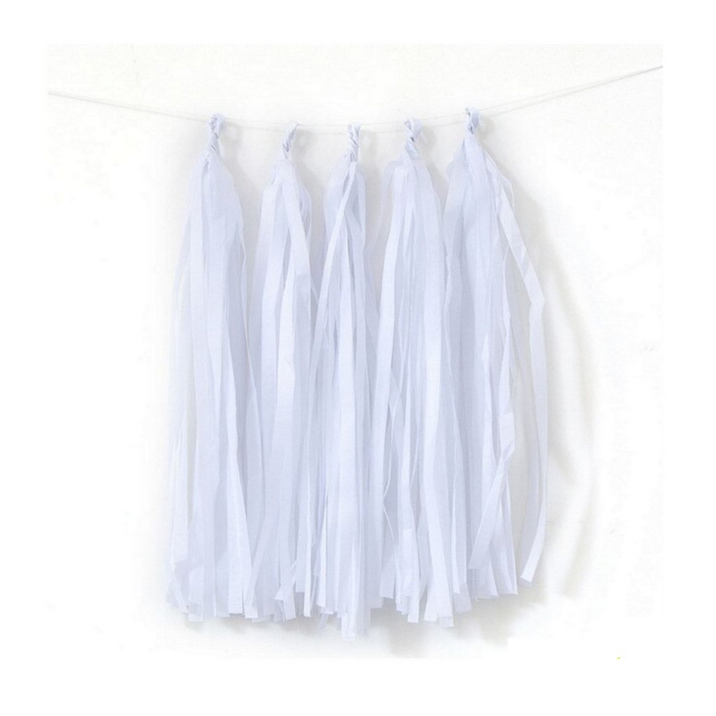 white Tissue Paper Tassel Garlands - Online Party Supplies