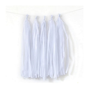 white Tissue Paper Tassel Garlands - Online Party Supplies