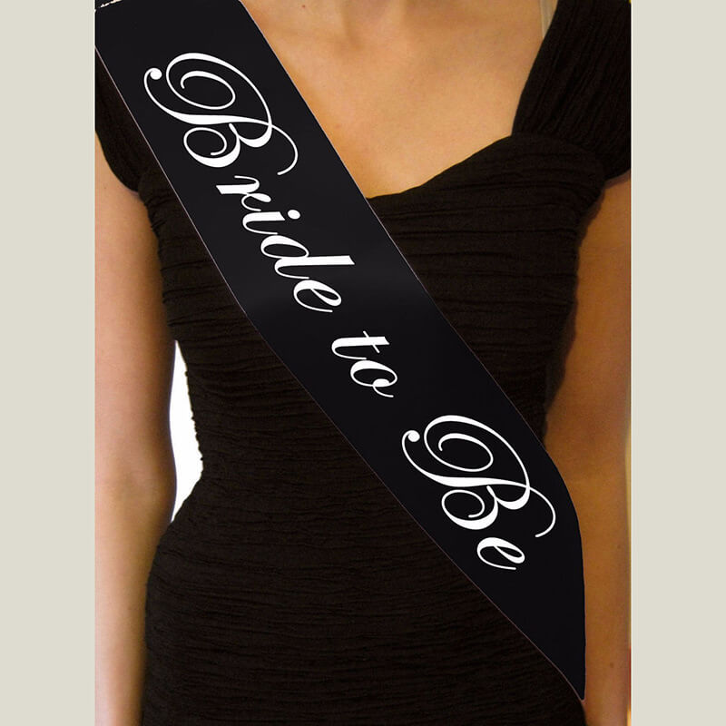 Black Bride To Be Bridal Shower Satin Sash