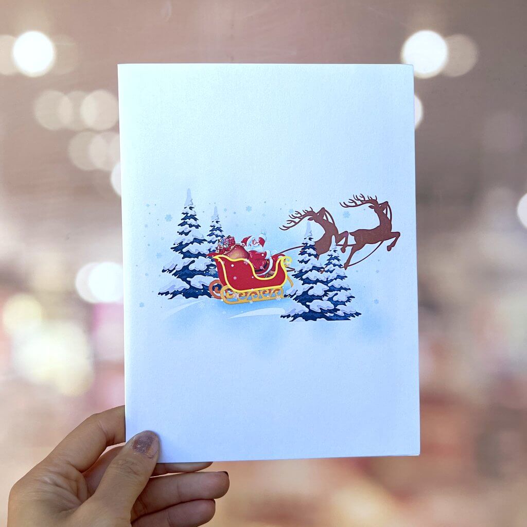 Christmas Santa Sleigh and Reindeer 3D Pop Up Card