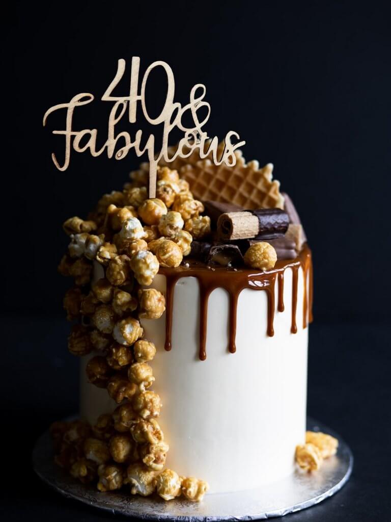 Wooden 40 & Fabulous Cake Topper happy fortieth 40th birthday celebrations