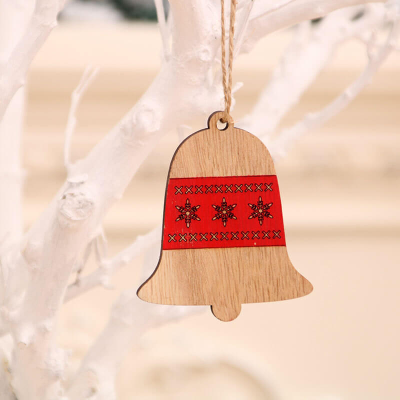 Wooden Christmas Tree Hanging Pendant - Xmas Bell