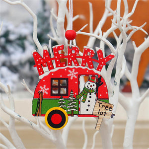 Wooden Vintage Christmas Vehicle Ornaments - Xmas Tree Hanging Pendants for Christmas Party Decorations