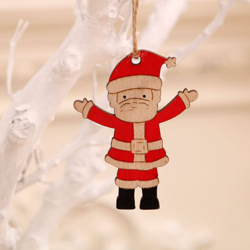 Wooden Christmas Tree Hanging Pendant - Santa Claus