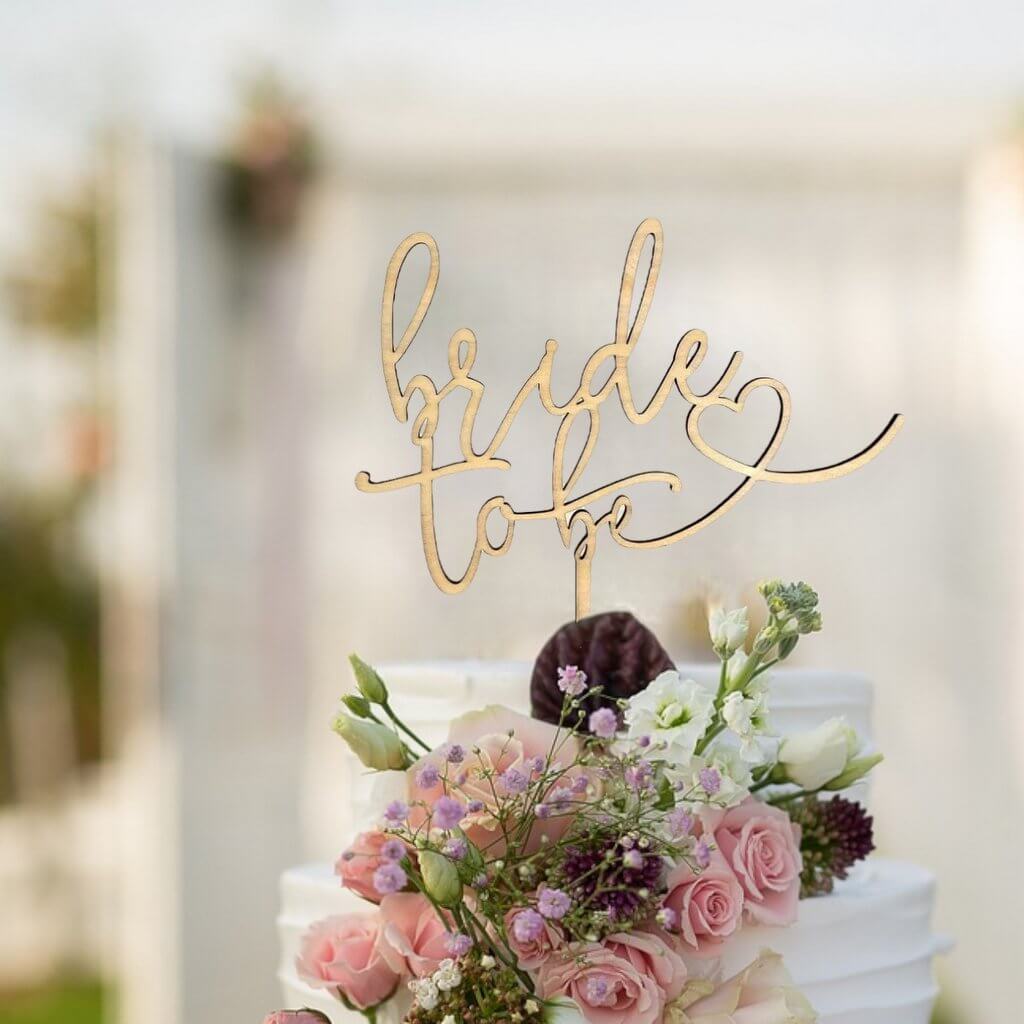 Online Party Supplies Australia Wooden 'Bride To Be' Heart Wedding Cake Topper