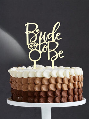 Wooden Diamond 'Bride To Be' Cake Topper