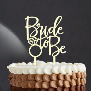 Wooden Diamond 'Bride To Be' Cake Topper