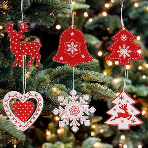 Online Party Supplies Red Wooden Pendants Pack of 10 Christmas Hanging Ornaments