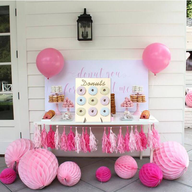 30cm x 40cm Wooden Doughnut Wall Display with Stand bridal shower wedding
