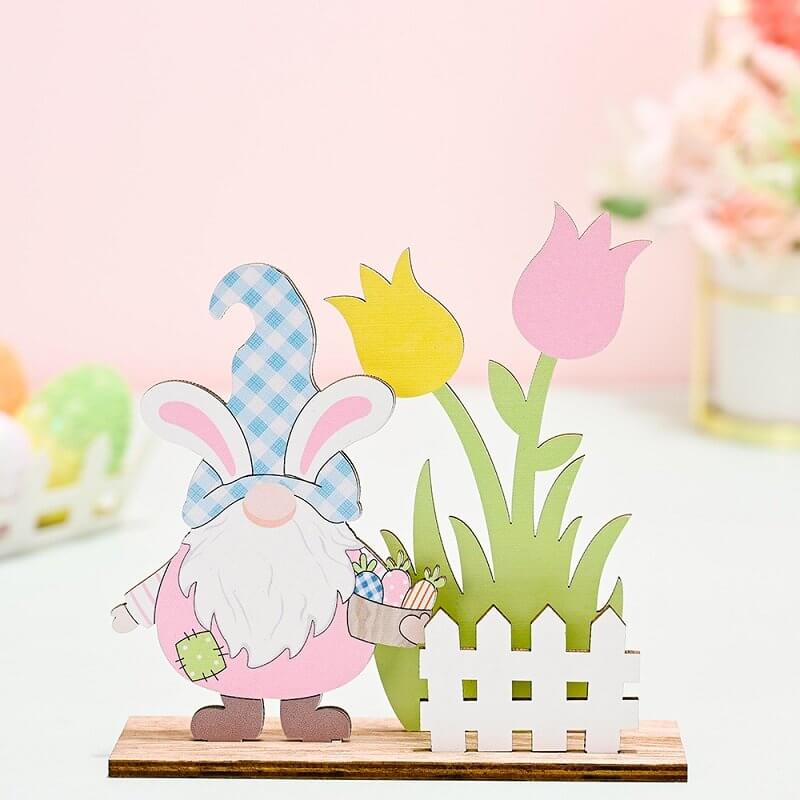 Wooden Easter Rabbit Gnome Shelf Sitter Ornament