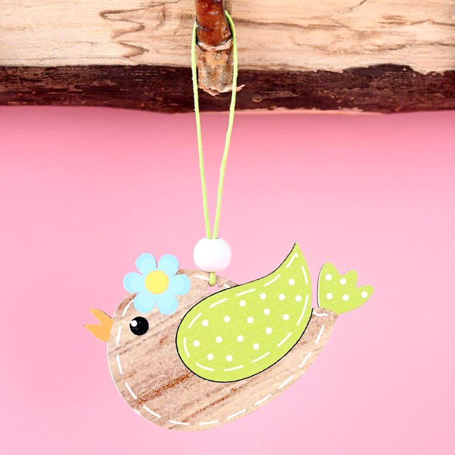 Wooden Easter Flying Bird Hanging Ornament Pendant 2 Pack