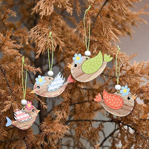 Wooden Easter Flying Bird Hanging Ornament Pendant 2 Pack