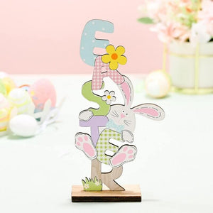Wooden Easter Spring Rabbit & Gnome Shelf Sitter Ornament - STYLE 2