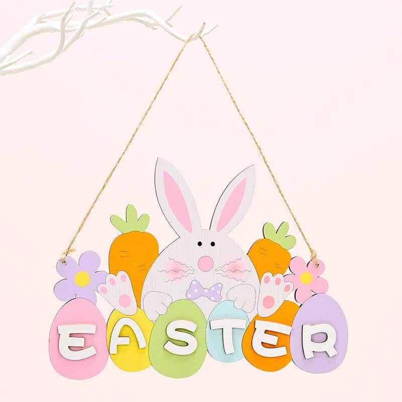 Wooden Easter Bunny Rabbit Door Hanging Ornament
