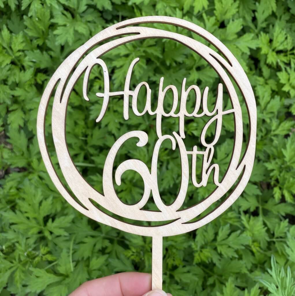 60th Birthday/Anniversary Cake Topper, Hello 60 Cake Topper, Party  Decoration with Premium Gold Glitter -