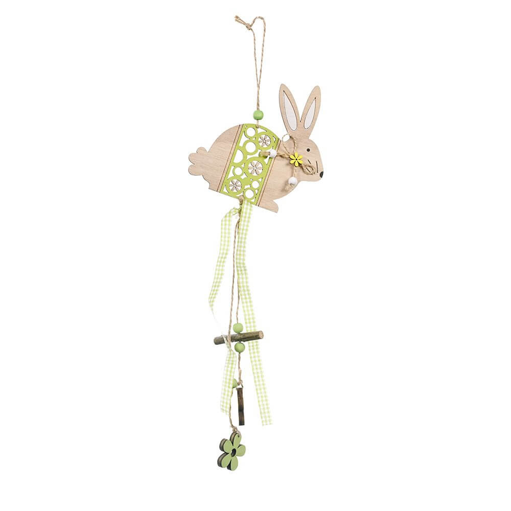 Wooden Floral Easter Bunny Hanging Ornament