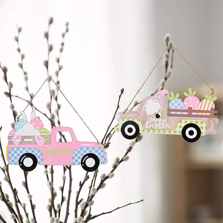 Wooden Happy Easter Car Door/Tree Hanging Ornament