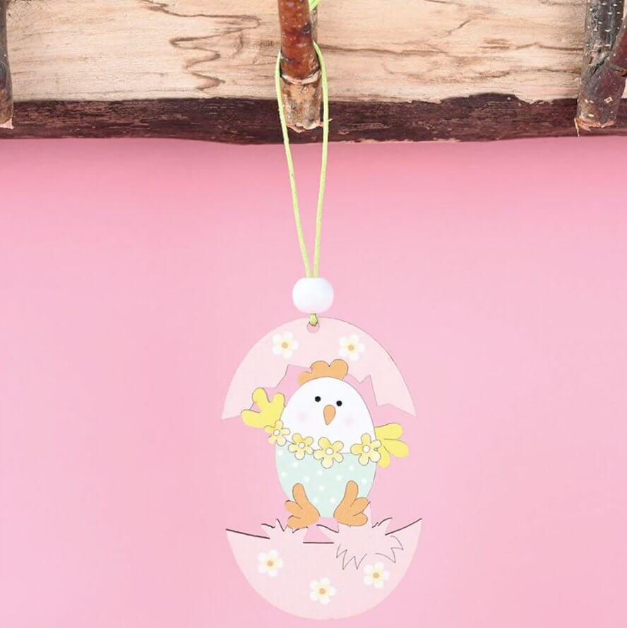 Wooden Easter Egg House Hanging Ornament Pendant 2 Pack