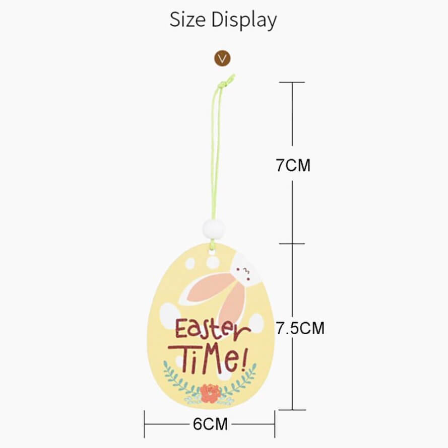 Wooden Happy Easter Egg Hanging Ornament Pendant 2 Pack
