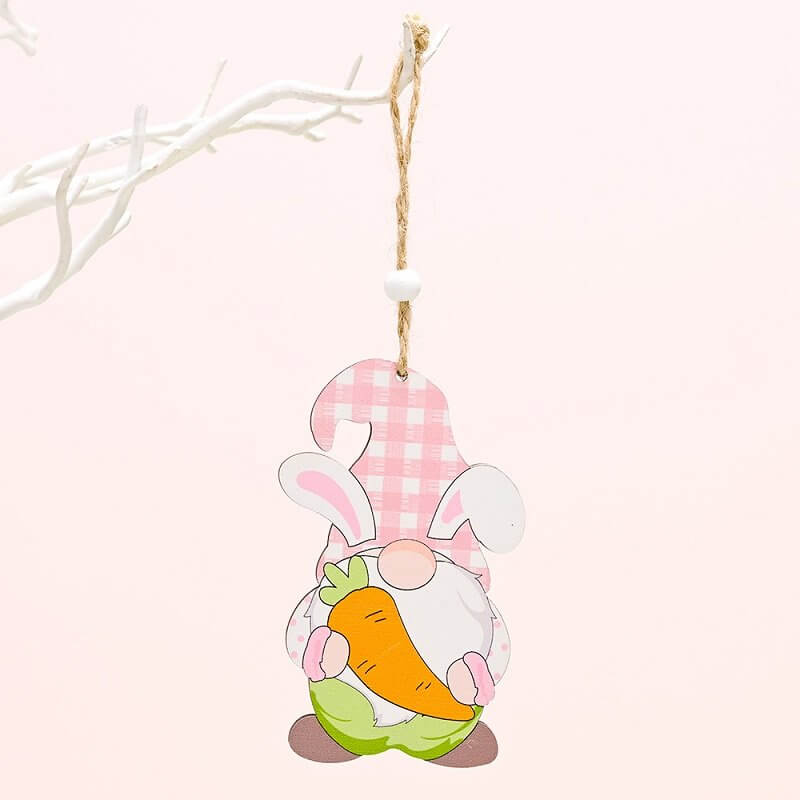 Wooden Easter Rabbit Gnome Hanging Ornament