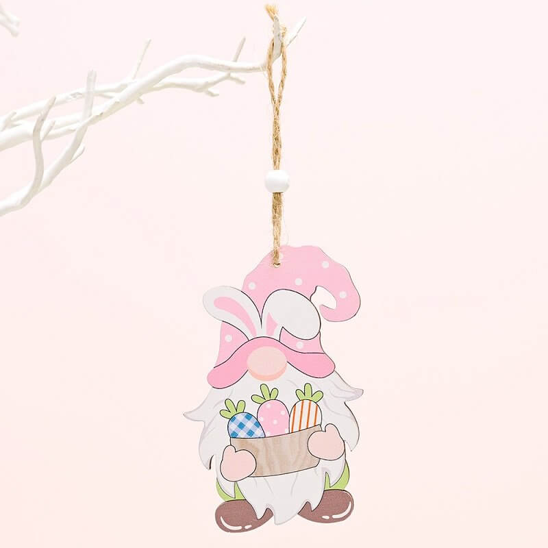 Wooden Easter Rabbit Gnome Hanging Ornament