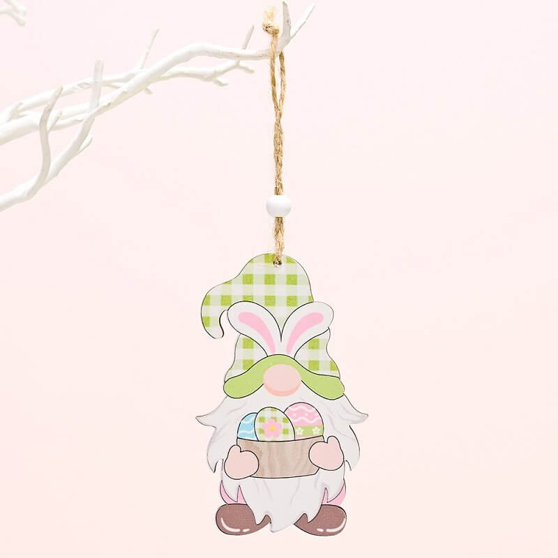 Wooden Easter Rabbit Gnome Hanging Ornament