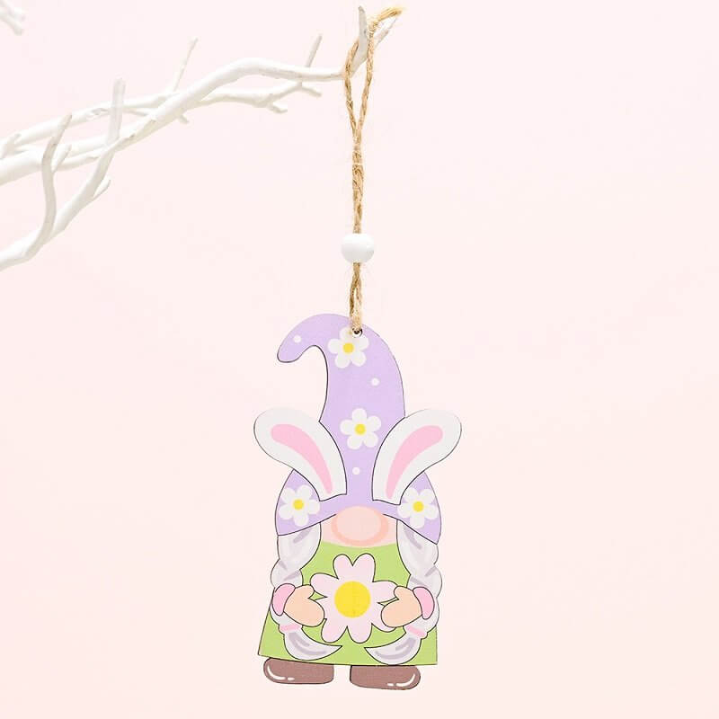 Wooden Easter Rabbit Gnome Hanging Ornament