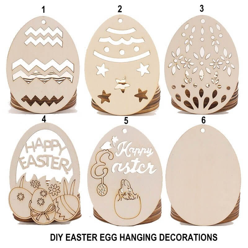Online Party Supplies Australia Laser Cut Wooden Easter Egg Bunny Rabbits Hanging Decorations 10 Pack