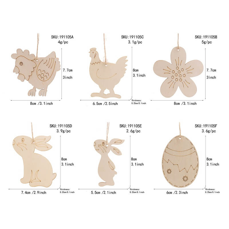 Online Party Supplies Australia Laser Cut Wooden Easter Egg Bunny Rabbits Hanging Decorations 10 Pack